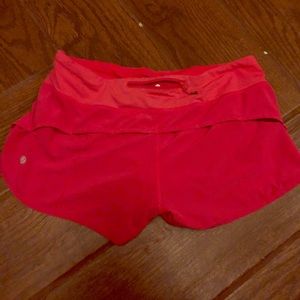 Pink Lululemon Speed Up shorts